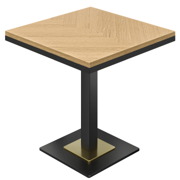 FSM | Bistro Tisch | B:T 70 x 70 cm | H 76 cm | Eiche | Gestell: Schwarz + Gold Platte