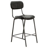 GINO | Retro barkruk | Zwart | Leder