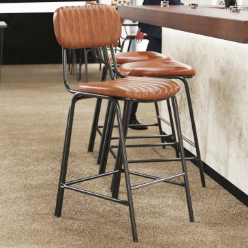 GINO | Sgabello da bar vintage | Marrone | Pelle
