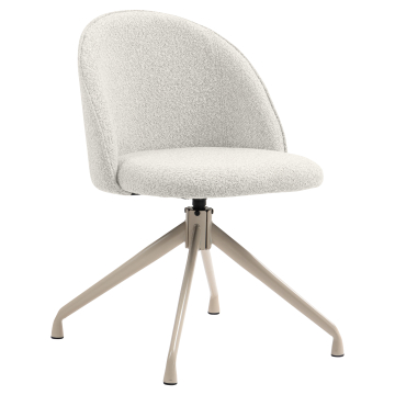 Hailey | Hotel Chair | Cream | Teddy Fabric | Swivel Base | Frame White