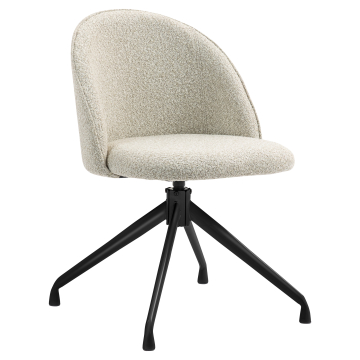 Hailey | Hotel Sedia | Crema | Tessuto di peluche | Base girevole