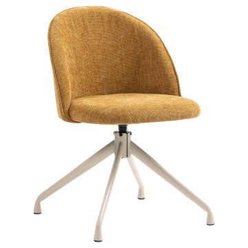 Hailey | Sedia da Hotel | Miele Marrone | Tessuto | Base girevole | Struttura Bianca