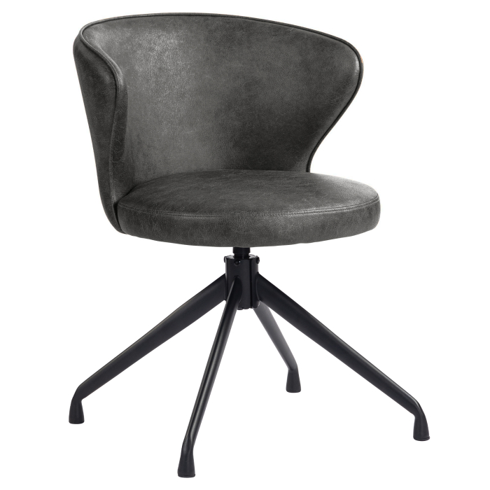 Isabella | Silla de hotel | Negra | Cuero | Base giratoria