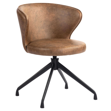 Isabella | Hotelstol | Brun | Læder | Drejebase
