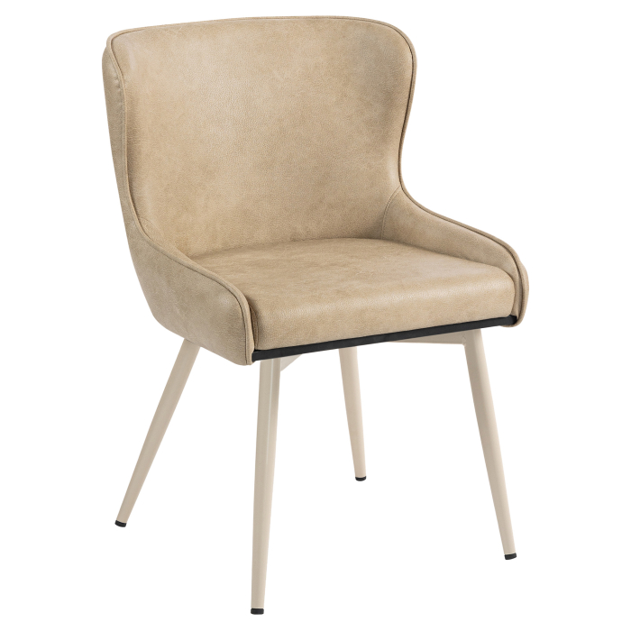 JULIUS | Fauteuil d'hôtel | Cuir | Beige | Structure : Blanc