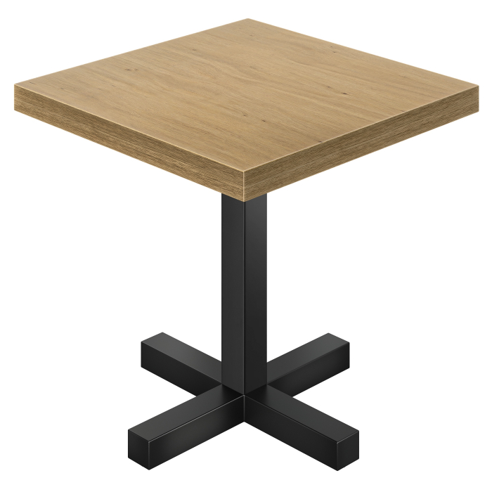 KC | Bistro-tafel | B: 80 x 80 cm | H: 78 cm | Eikenhout | Onderstel: Zwart | Kolom: 8 x 8 cm