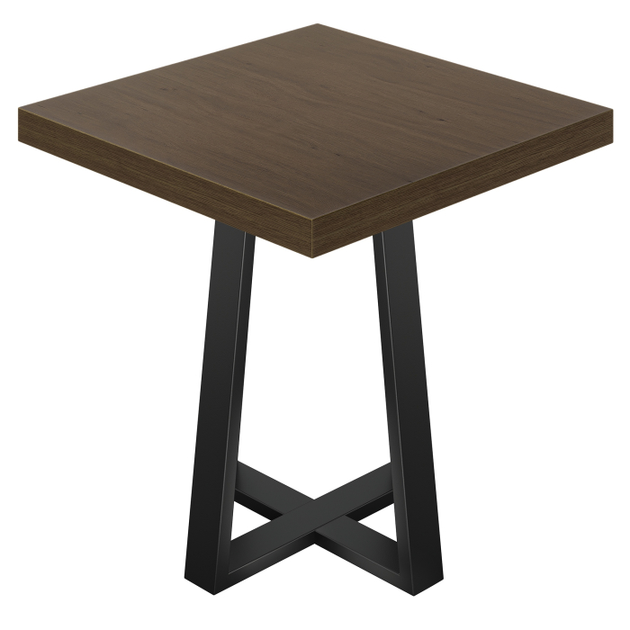KCO | Bistro-pöytä | K: 70 x 70 cm | Korkeus: 78 cm | Walnut | Jalusta: Musta