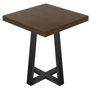 KCO | Bistro-pöytä | K: 70 x 70 cm | Korkeus: 78 cm | Walnut | Jalusta: Musta