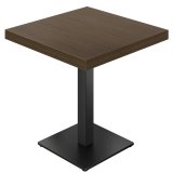 KM | Bistro Tisch | 70 x 70 cm | H 77 cm | Walnuß | Gestell: Schwarz