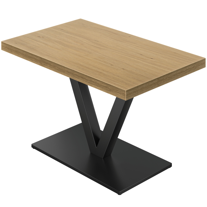 KMV | Bistro Tisch | B:T 130 x 80 cm | H 78 cm | Eiche | Gestell: Schwarz | Gestell: 6 x 6 cm