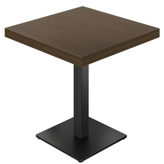 KM | Table bistrot | 80 x 80 cm | H 77 cm | Noyer | Structure : Noir