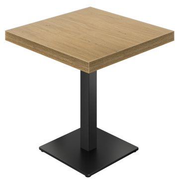 KM | Bistro Tisch | 70 x 70 cm | H 77 cm | Eiche | Gestell: Schwarz