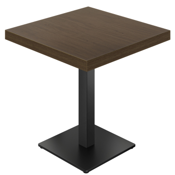 KM | Bistro Tisch | 70 x 70 cm | H 77 cm | Walnuß | Gestell: Schwarz