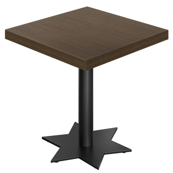 KST | Bistrotafel | B: 70 x 70 cm | H: 78 cm | Walnoot | Onderstel: Zwart