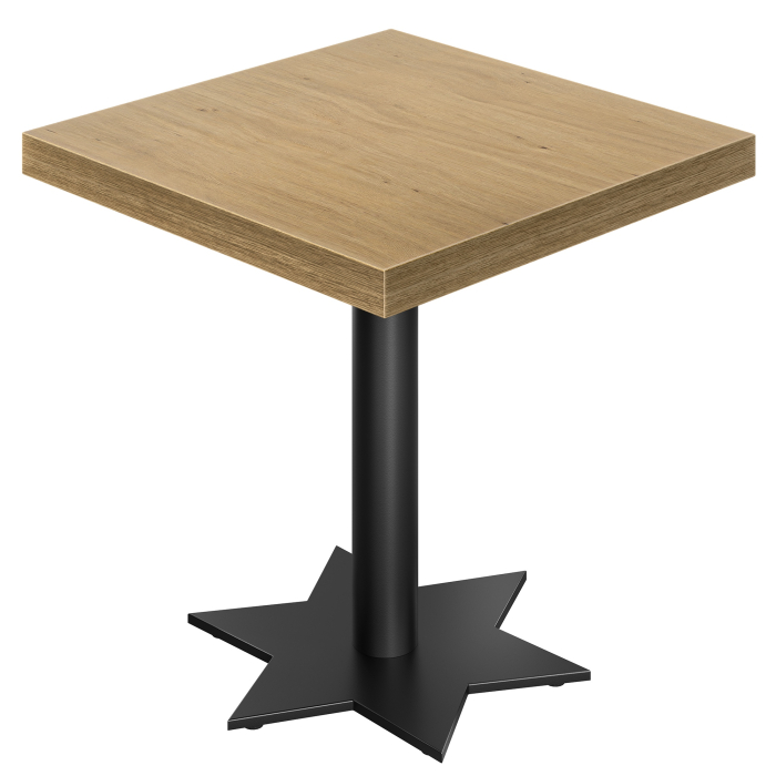 KST | Bistrotafel | B: 80 x 80 cm | H: 78 cm | Eikenkleur | Onderstel: Zwart