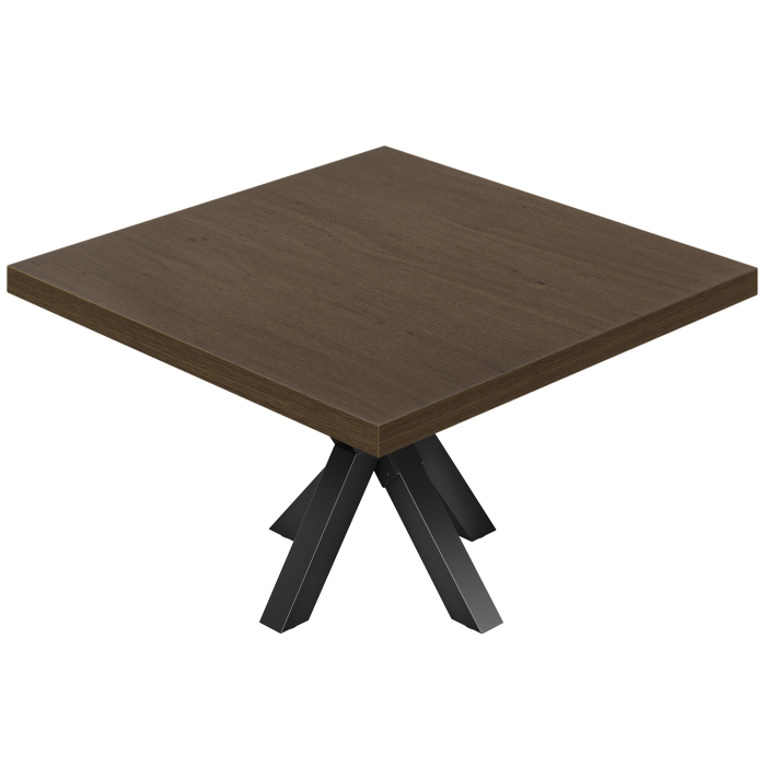 KS | Bistro Bord | 140 x 140 cm | H 78 cm | Valnød | Stel: Sort
