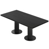 KT | Stół Bistro | W: 180 x 90 cm | H 77 cm | Czarny | Noga: Czarna | ⌀ 50 x 20 cm