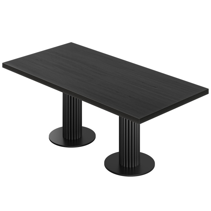KT | Bistropöytä | L:S 180 x 90 cm | K 77 cm | Musta | Runko: Musta | Ø 50 x 20 cm