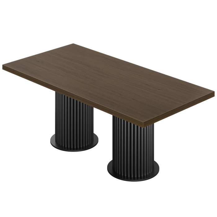 KT | Tavolo da bistro | L: 180 x 90 cm | H 77 cm | Noce | Struttura: Nero | Ø 50 x 40 cm
