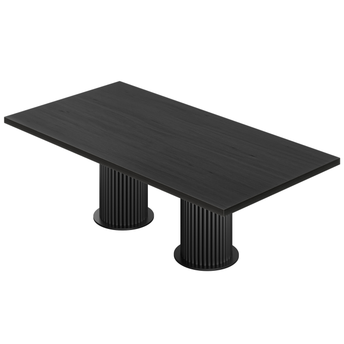 KT | Bistro Tisch | B:T 230 x 110 cm | H 77 cm | Schwarz | Gestell: Schwarz | Ø 50 x 40 cm