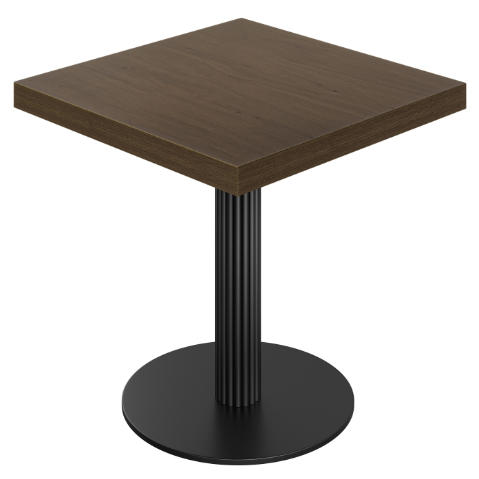 KT | Bistrotafel | B: 80 x 80 cm | H: 77 cm | Walnoot | Onderstel: Zwart