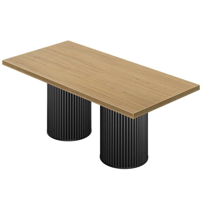 KT | Bistrobord | B:D 180 x 90 cm | H 77 cm | Ek | Stomme: Svart | Ø 50 x 50 cm