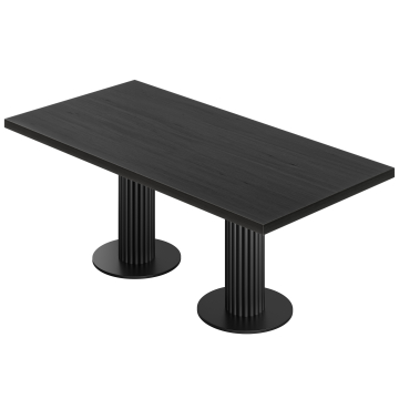 KT | Bistro Tisch | B:T 180 x 90 cm | H 77 cm | Schwarz | Gestell: Schwarz | Ø 50 x 20 cm