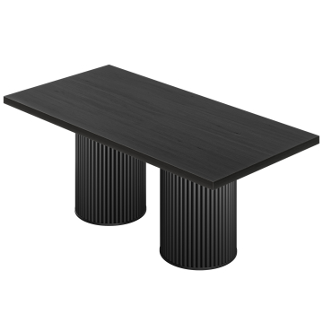 KT | Bistro Tisch | B:T 180 x 90 cm | H 77 cm | Schwarz | Gestell: Schwarz | Ø 50 x 50 cm