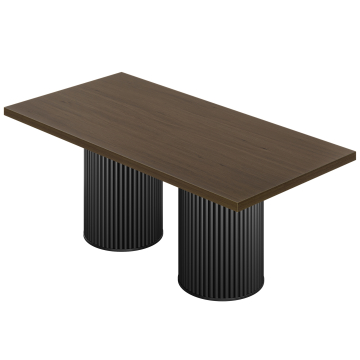 KT | Bistro Tisch | B:T 180 x 90 cm | H 77 cm | Walnuß | Gestell: Schwarz | Ø 50 x 50 cm