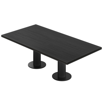 KT | Bistro Tafel | B: T 200 x 100 cm | H 77 cm | Zwart | Poot: Zwart | Ø 50 x 20 cm