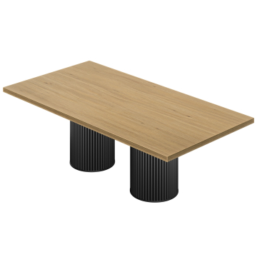 KT | Bistro-pöytä | B: 230 x 110 cm | K: 77 cm | Tammi | Runko: Musta | Ø 50 x 50 cm