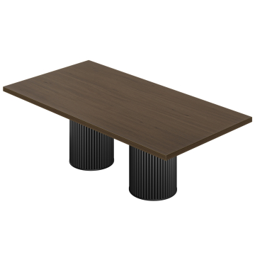 KT | Bistro-pöytä | B: 230 x 110 cm | K: 77 cm | Pähkinä | Runko: Musta | Ø 50 x 50 cm