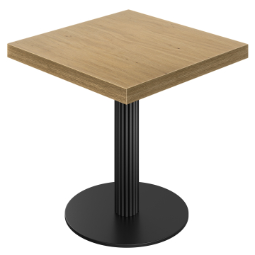 KT | Bistrotafel | B: 80 x 80 cm | H: 77 cm | Eikenhout | Onderstel: Zwart