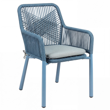 Kathy | Fauteuil de terrasse Bistro | + Cousssin | Bleu