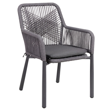 Kathy | Chaise de terrasse de bistrot | + Coussin de siège | Gris