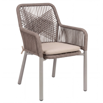 Kathy | Chaise de terrasse bistro | + Coussin | Taupe