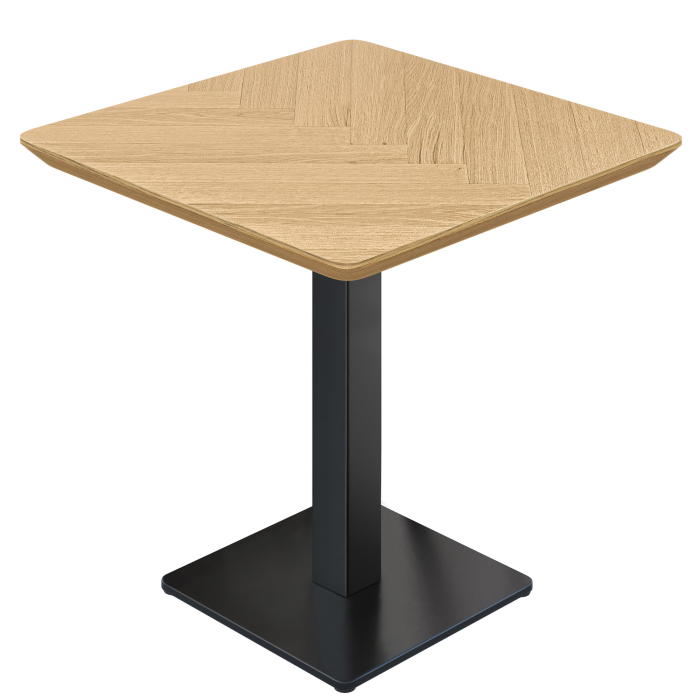 LM Fishbone | Bistro-pöytä | 80 x 80 cm | Korkeus 74 cm | Tamme | Runkoväri: Musta