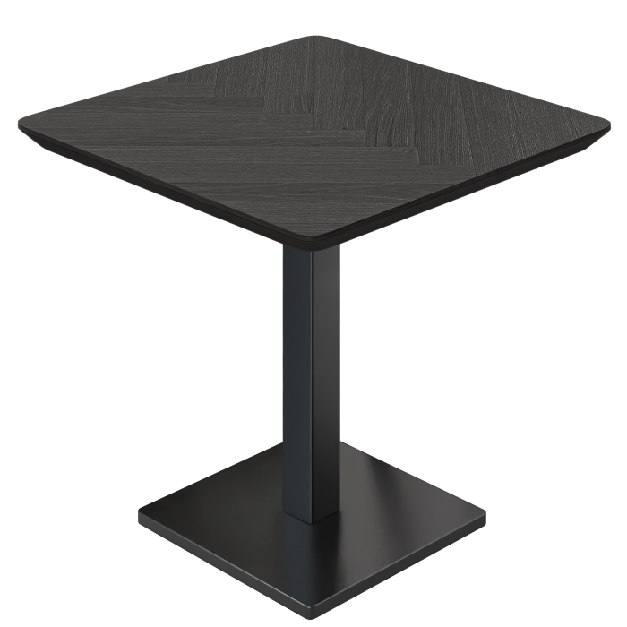 LM Fishbone | Bistro Tafel | 70 x 70 cm | H 78 cm | Zwart | Onderstel: Zwart