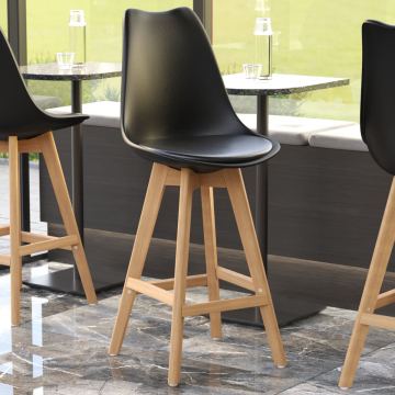 LAMOCA | Sgabello da bar in plastica modellata | Nero | Plastica