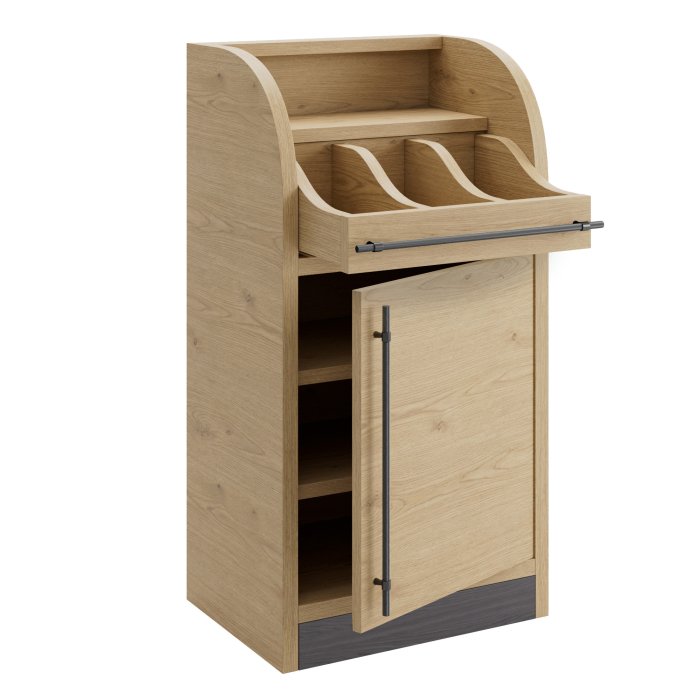 LEA | Besteckschrank | B:H 55 x 105 cm | Eiche | 1xTür + 2xBöden | Soft-Close
