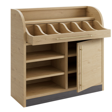 LEA | Besteckschrank | B:H 110 x 105 cm | Eiche | 1xTür + 4xBöden | Soft-Close