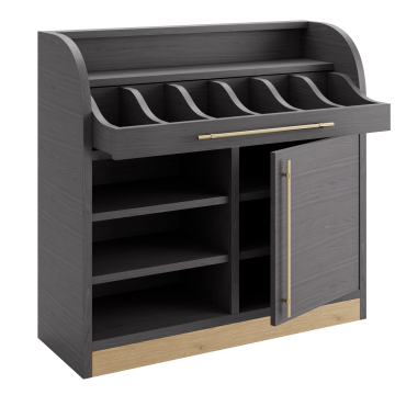LEA | Besteckschrank | B:H 110 x 105 cm | Wenge | 1xTür + 4xBöden | Soft-Close