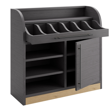 LEA | Besteckschrank | B:H 110 x 105 cm | Wenge | 1xTür + 4xBöden | Soft-Close