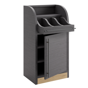 LEA | Besteckschrank | B:H 55 x 105 cm | Wenge | 1xTür + 2xBöden | Soft-Close