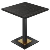 LIANA | Table de Bistro | L : 70 x 70 cm | H : 75 cm | Noir | Piètement : Noir / Or