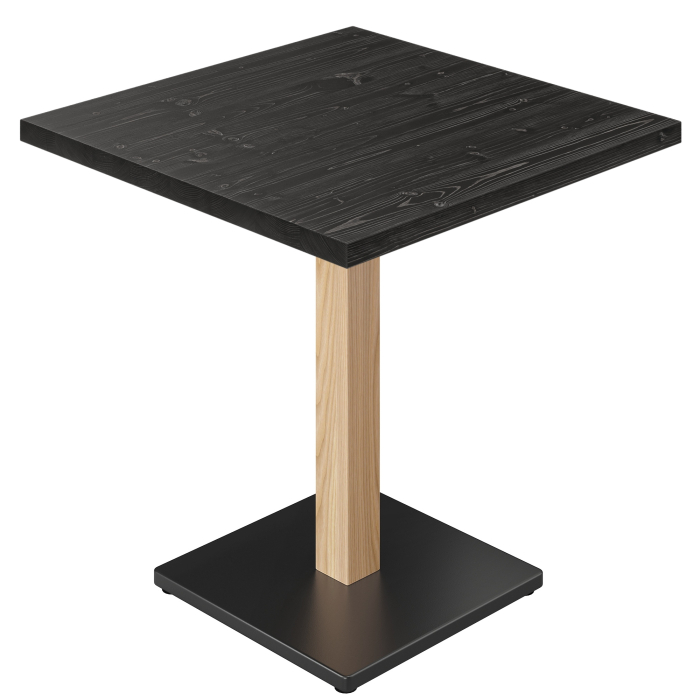 LIANA | Tavolo da bistro | L: 80 x 80 cm | H: 75 cm | Nero | Struttura: Nero/ Rovere