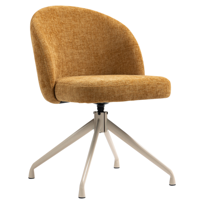 Lily | Hotellstol | Honningbrun | Stoff/Tekstil | Svingbar base | Hvit ramme