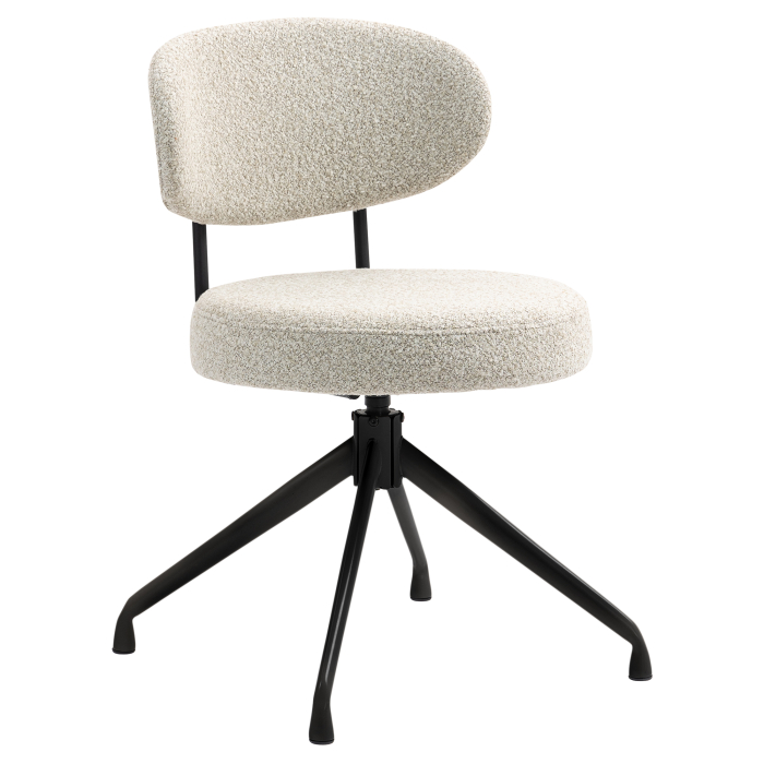 Lina | Silla de hotel | Crema | Tela Teddy | Base giratoria