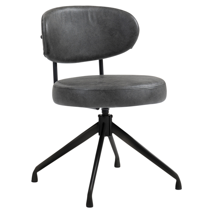 Lina | Krzesło hotelowe | Czarny | Skóra | Obrotowa podstawa