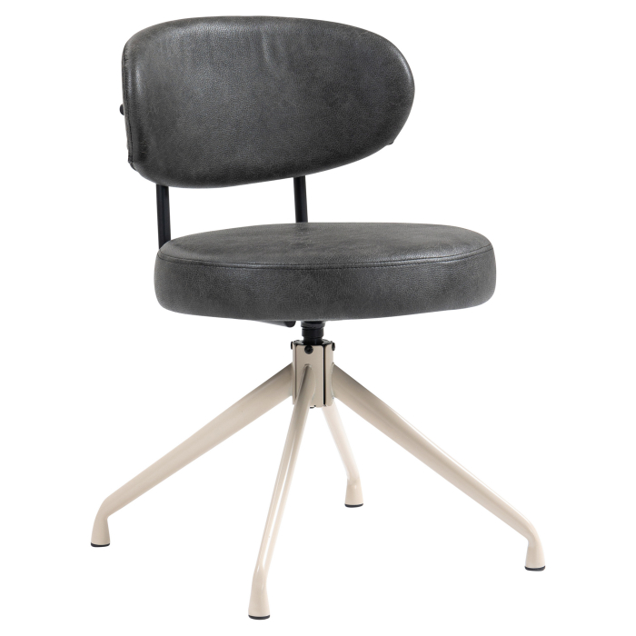 Lina | Hotel Stuhl | Schwarz | Leder | Drehfuß | Gestell Weiß